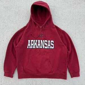 Arkansas Razorbacks Hoodie - Mens M - Red Embroidered Logo NCAA Pullover
